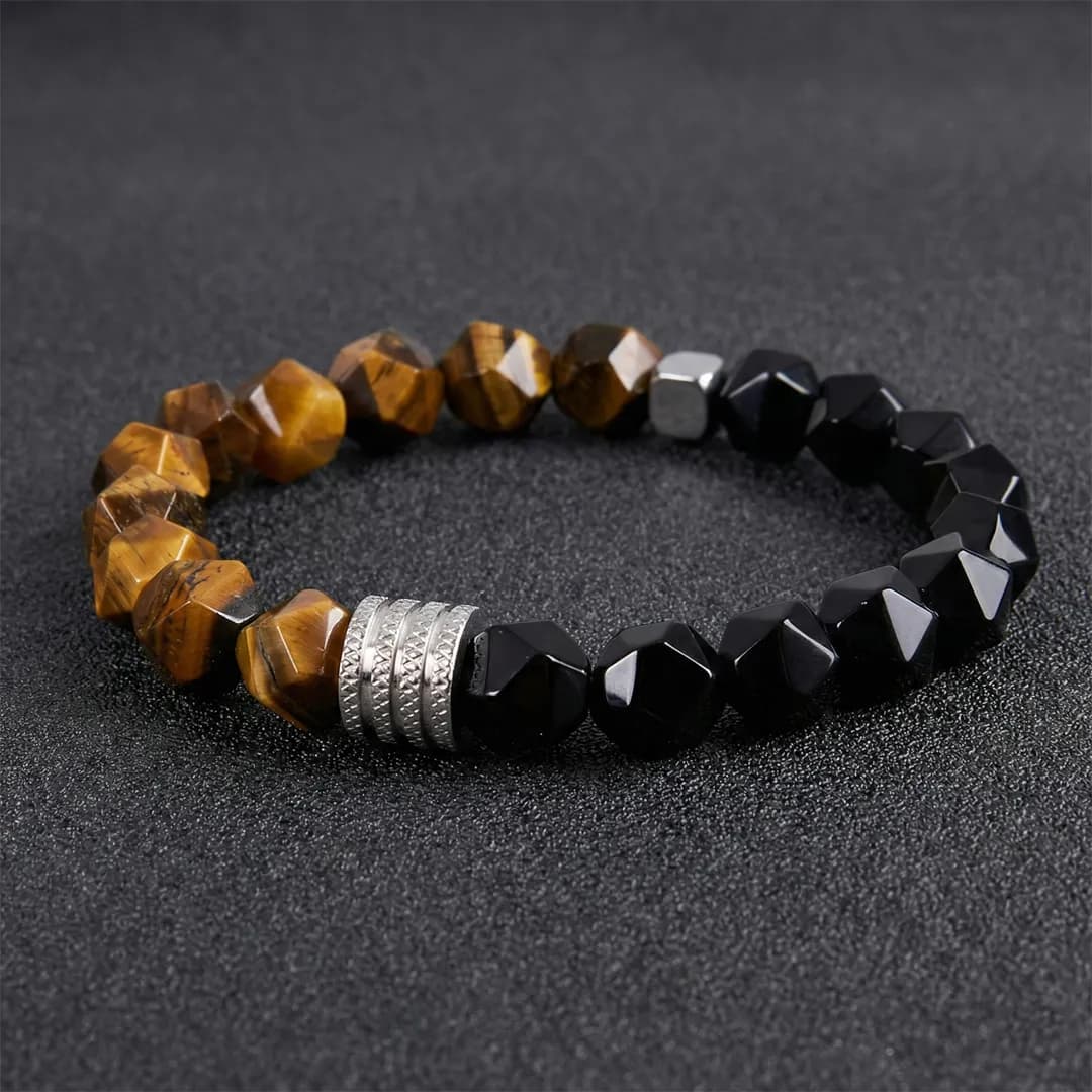 Pulsera Dualidad Ojo de Tigre & Ónix Negro